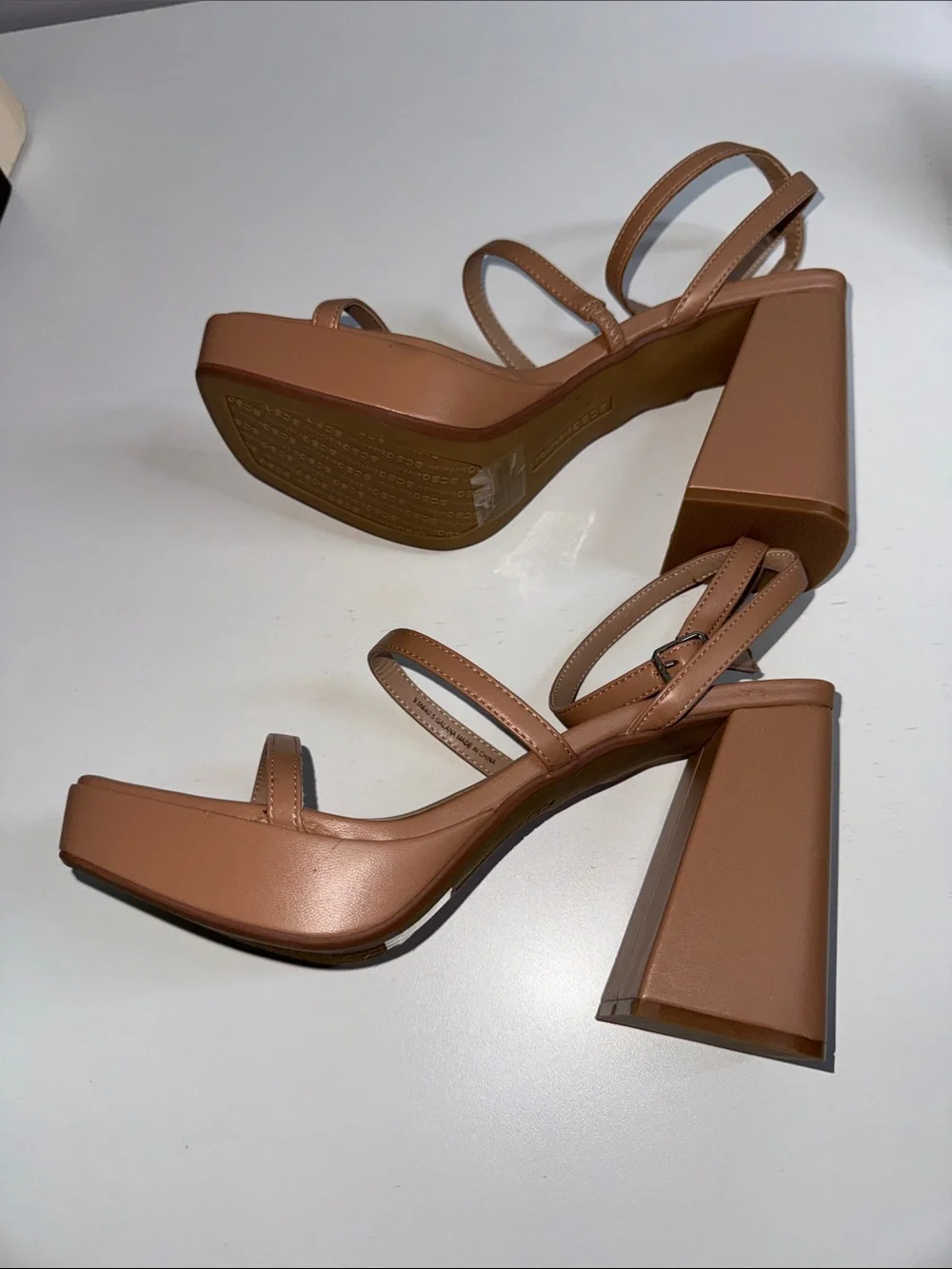 BCBGeneration Galana Nude Platform Block Heel Strappy Sandals Women’s 9.5M NIB